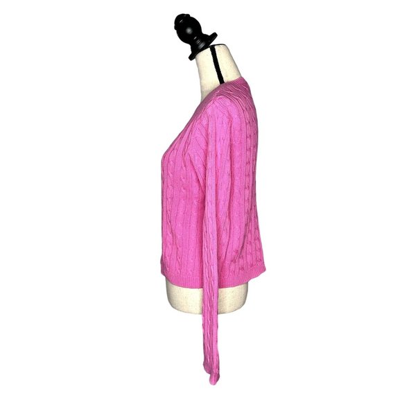 Vintage Lilly Pulitzer Pink Cable Knit Crew Neck Cotton Pullover Sweater Size 14 - Picture 5 of 8